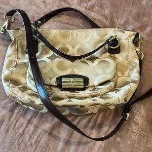 Coach monogram - tan like new with crossbody strap